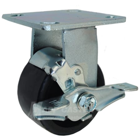 Mapp Caster 4"X2" Poly. on Iron Wheel Rigid Caster W/ Top Lock Brake, 800 Lbs Cap 146UIRB420RB